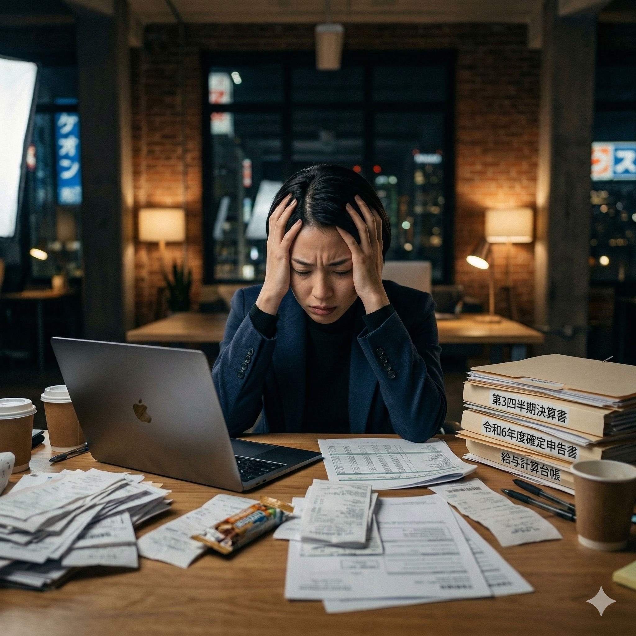 頭を抱える女性経営者